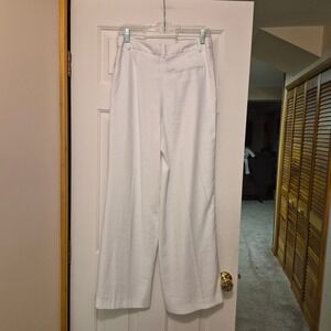 Worthington Wide Leg Cropped Pants White Womens Size 8P